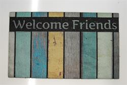 Dørmåtte i flot design Eco master Scrapwood welcome friends 024